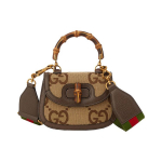 Gucci Bamboo 1947 Jumbo GG Mini Rankinė Camel/Ebony Moteri&scaron;kos Pečių rankinės Tan 686864-UQLBT-2570 Basic Set (Bag+Dust Bag),Regular Edition
