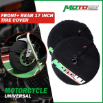 Front+ Rear 17 inch Tire Tyre Warmers Windstop Tire Cover Polar Fleece Windbreak Black Motorcycle Covers black