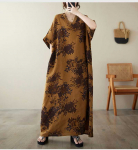 Didelio dydžio vasarinė suknelė moterims Drabužiai Ilga suknelė Medvilninė lininė vintage Harajuku Elegant Streetwear Maxi paplūdimio suknelės One Size ruda