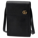 Gucci dvigubo G logotipo užsegimas atvartu Odinė rankinė per petį Mini vyri&scaron;kos rankinės Juoda 657590-DJ20T-1000 Box(Basic Set+Box)
