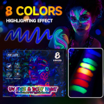 8 spalvų rinkinys: Neoniniai UV fluorescenciniai akriliniai dažų žymekliai - &Scaron;viečiantys tamsoje, &scaron;viesūs meno reikmenys &bdquo;pasidaryk pats&ldquo;