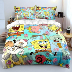 3 vnt. animacinis SpongeBob spausdintas patalynės komplektas vaikams berniukams mergaitėms Nauja 3D spausdinta lovatiesė Užvalkalas antklodei Užvalkalas pagalvei Miegamojo dekoras 135X200cm