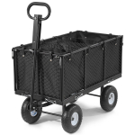 Sodo vežimėlis, 544,3 kg, tvirtas plieninis rankinis vežimėlis, kiemo universali priekaba, lauko transportavimo vežimėlis su 10 colių ratais, reguliuojama rankena, nuimama &scaron;oninė dalis