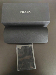 Prada juodo PU odos akinių kietas dėklas juoda