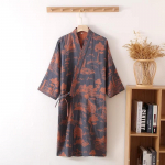 Spausdintas chalatas vyrams Medvilninis kimono vyrams Vonios chalatas pavasariui ir vasarai Rudeniui Medvilninis ilgas stilius Vyri&scaron;kas kimono chalatas M mėlyna