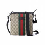 Gucci Paprastas klasikinis dryžuotas dirželis odinis logotipas drobės lopymas drobės krep&scaron;ys pa&scaron;tininko krep&scaron;ys peties įstrižai ne&scaron;iojamas krep&scaron;ys įprastas vyri&scaron;kas stilius ruda