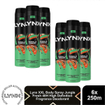 Lynx XXL Kūno Pur&scaron;kiklis Jungle Fresh 48H Auk&scaron;tos Rezoliucijos Kvepiantis Dezodorantas, 6x250ml