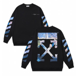 1086 Off-White 2026 M. Rudens ir Žiemos Naujas OW Monet Aliejinės tapybos Strėlių Spaudos Vyri&scaron;kas ir Moteri&scaron;kas Apvalios Kaklo Džemperis su Gobtuvu S