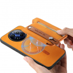 2 viename Nuimamas magnetinis kortelių lizdas Užtrauktuku piniginė Odinė apyrankė dėklas skirtas OPPO Reno 13 Pro 5G 12 11F 11 A58 A78 Krep&scaron;io dangtelis OPPO Reno13 geltona