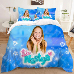 Madingi Like Nastya 3D patalynės komplektai Spausdinta antklodės užvalkalas Suaugusiems_ Vaikams Lova Antklodė Gimtadienio dovana Dropshipping EU Single 135*200cm/53x79in 3pcs blue