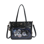 Nauja Ita krep&scaron;ys Subkultūra Punk Goth PU Didelės talpos Per petį ne&scaron;iojama rankinė J Mergaitės JK Uniforma Pečių krep&scaron;ys Ulzzang Itabag 30X25X8cm black