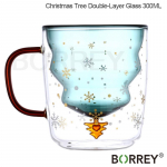 BORREY kalėdinis puodelis permatomas dvigubas nuo pridegimo stiklas Kalėdų eglutė žvaigždė kavos pieno sulčių puodelis vaiki&scaron;ka kalėdinė dovana Christmas Tree 300ML