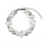 &bdquo;Lucky Star&ldquo; dirbtinių perlų apyrankė moterims, dvigubo sluoksnio apyrankė, reguliuojamo ilgio grandinėlės formos apyrankė, papuo&scaron;alų dovana