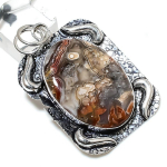 Natural Laguna Lace Agate Gemstone 925 Sterling Silver Pendant 2.36 l6c47