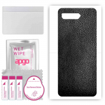 apgo Protective Skin Sticker for the back compatible with Asus ROG Phone 5 Pro, Wrap Film, Foil, Vinyl - Pattern Black Leather