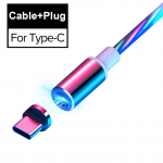 Magnetinė tekanti &scaron;viesa LED USB C Micro USB laidas, skirtas Samsung Type C įkrovimo įkrovimo laidas 1M magnetinis įkroviklis C tipo laidai