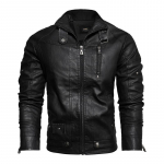 Odinė striukė Vyri&scaron;ka odinė striukė Slim Fit Motociklo PU Plus Fleece odinė striukė M