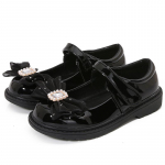 Vaiki&scaron;ki odiniai batai blizgūs PU universalūs juodi mokykliniai mergaičių batai pasirodymams, madai, kasdienai, vaiki&scaron;ki princesės Mary Jane batai 26