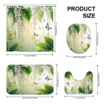 1/4 vnt. Prabangus pavasario vandeniui atsparus du&scaron;o užuolaidų rinkinys Dekoratyvinis vonios kambario rinkinys Neslystantis kilimėlis Tualeto dangtis Vonios kilimėlis ir 12 kabliukų 4PCS-Full Set