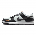 Nike Dunk Low GS Juodi Ry&scaron;kiai Oranžiniai Vaikams Sportbačiai &Scaron;viesiai Sidabriniai Vidutinio Pilkumo FN7784-001 35.5