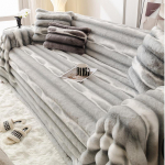 Pliu&scaron;inis sofos užvalkalas Universalus Žieminis Storas Triu&scaron;io Vilnos Sofos Pledukas Prabangus Mink&scaron;tas Baldų Apsauga Jaukus Ku&scaron;etės Užvalkalas 180 x 230cm pilka