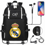 CR7 Kuprinė - USB įkrovimas, Juoda, Didelės talpos mokyklinės kuprinės paaugliams - Vandeniui atsparios, Erdvios kelioninės kuprinės ne&scaron;iojamiems kompiuteriams, vyrams ir moterims