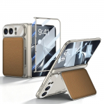 iPhone Duo Dėklas Odinis Atverčiamas Stovas su Kortelės Lizdu Atsparus Smūgiams Pilnai Apsaugantis Dangtelis su Ekrano Apsauga iPhone Duo Iphone Duo ruda