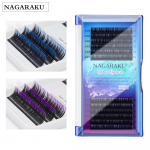 Ombre blakstienos NAGARAKU 12 linijų gradiento mėlynos violetinės individualios blakstienos Super Mink&scaron;tos natūralios auk&scaron;tos kokybės 0.07C 8mm