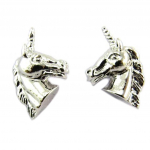 7bis [P8198] - Boucles artisanales 'Licorne My Unicorn' argent&eacute; - 10x10 mm sidabras