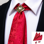 Hi-Tie vyno raudonas kaklarai&scaron;tis vyrams kaklarai&scaron;tis Hanky ​​rankogalių segtukai lydinio kaklarai&scaron;tis žiedas Bolo Tie Boutonniere rinkinys