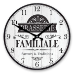 Les Tr&eacute;sors De Lily [A2773] - Horloge Murale bois 'Brasserie Familiale' gris - 28 cm) - 28 cm pilka