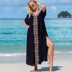 EDOLYNSA Elegant Auksu siuvinėta Kaftan Ilga Juoda Tunika Laisva Maxi Suknele Moteri&scaron;ki Vasariniai Drabužiai Paplūdimio Ne&scaron;iojami maudymosi kostiumėliai Cover Up Q1455