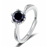 Bague Ringen Moteri&scaron;kas S925 Sidabro Papuo&scaron;alas Susuktas Dizainas &Scaron;e&scaron;ių Letenėlių Žiedai 1 Karatas D SPALVOS Moissanite Žiedas Laboratorijoje Sukurtas Deimantinis Papuo&scaron;alas 1ct adjustable juoda