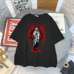 Anime Devil Moteri&scaron;ki mar&scaron;kinėliai Nauji tamsiai punk moteri&scaron;ki vintage Harajuku laisvalaikio mados animacinių filmų spaudiniai Goth Loose Gothic Summer Moteri&scaron;ki mar&scaron;kinėliai S juoda