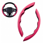 For ideal steering wheel cover four seasons universal ultra-thin carbon fiber pattern decoration modified car card rožinė