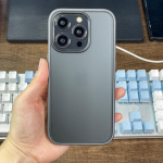 KEYSION skaidrus matinis dėklas, skirtas iPhone 15 Pro Max 15 Ultra 15 Plus silikoninis + PC smūgiams atsparus telefono dangtelis, skirtas iPhone 14 Pro Max for iPhone 15 pilka spalva