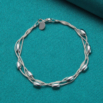 925 sterlingų sidabro trijų gyvačių grandinės karoliukų apyrankė moterims vestuvių vakarėlio madingi papuo&scaron;alai 20cm