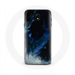 Coque pour Samsung Galaxy J7 2017 Nuages de fum&eacute;e multicolore de bleu gris et noir sur fond noir