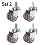 4 vnt./kompl. 2 colių didelio apkrovimo pasukami stiebo guminiai ratukai M12 x 25 mm fiksavimo ratukai atsarginiai ratukai baldams Set 2