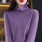 Moteri&scaron;kas golfas, Qinghe ka&scaron;myras, 30% ka&scaron;myras 70% vilna, žieminis megztas puloveris rudeninis megztinis ka&scaron;myro megztinis L mėlynai violetinė