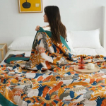 &Scaron;iaurieti&scaron;kas laisvalaikio pledas medvilninė marlė sofos uždangalas vasarinė vėsi antklodė lovoms sofos rank&scaron;luostis mink&scaron;tas boho dekoras lovos užtiesalas 150x200cm