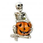 Helovino kaukolės ornamentas su &scaron;viesa, moliūgo burbulas, baisus dervos skeletas, LED ornamentas namams