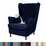 Vandeniui atsparus sparnuotas kėdės užvalkalas, 2 dalių tamprus spandex audinio, sparnuotas kėdės užvalkalas Wingback fotelio užvalkalas su elastingu dugnu gyvenamajam miegamajam W33xD36xH45inch