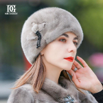 Audinės kepurė moteri&scaron;ka žieminė nauja mados audinės plaukų visa audinė madinga &Scaron;iaurės Rytų audinės kepurė žieminė &scaron;ilta kailinė kepurė L（58-60cm）