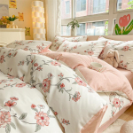 Keturių dalių grynos medvilnės mažų &scaron;viežių gėlių ra&scaron;to antklodės užvalkalo komplektas bendrabučio paklodei, trijų dalių patalynės komplektas 1.5m bed