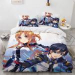 Sword Art Online patalynės komplektas Anime antklodžių užvalkalai Karali&scaron;kojo, Karalienės, Dvigulio, Vienviečio dydžio Suaugusiems Vaikams Lovos patalynė Vienviečio, Dvigulio dydžio Dekoras Namams 135X200cm-2pcs