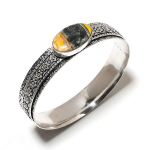 Bumble Bee Jasper Gemstone Handmade 925 Sterling Silver Cuff Bangle 7.5 r6s86