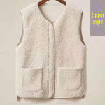 Moteri&scaron;ka rudens/žiemos ėriuko vilnos užsegama liemenė - Pastorinta kailinė liemenė 2XL (140-160 jin)