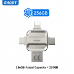 4 viename - Atminties kortelė USB 3.0 Didelės spartos atmintukai su USB saugykla, Telefono USB C atmintukas iPad Pro Android, skirtas iPhone 16/15/14 256GB