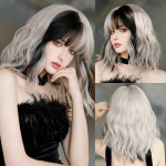 WIGS ilgas banguotas rožinis perukas moterims kasdieniniam vakarėliui, natūraliai atrodantys sintetinių plaukų perukai su pūkuotais kirpčiukais, 24 colių MW6153-1